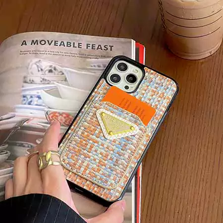 プラダ風 iPhone17 Pro スマホケース おしゃれな編み込み柄