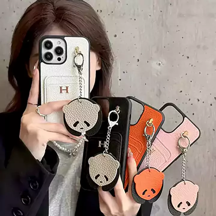 hermes iPhone17 くまストラップ付き スマホケース