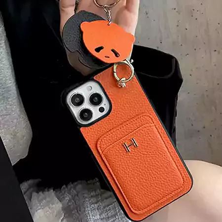 hermes iPhone17 くまストラップ付き スマホケース