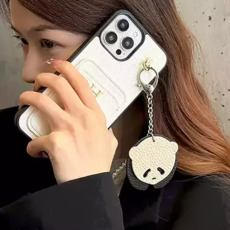 hermes iPhone17 くまストラップ付き スマホケース