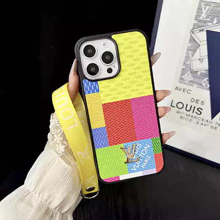 ルイヴィトン iPhone 17 Pro Max カラフル プリント レザー ケース ストラップ付き