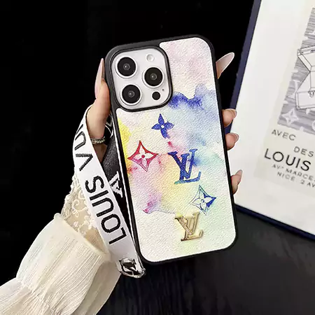 ルイヴィトン iPhone 17 Pro Max カラフル プリント レザー ケース ストラップ付き