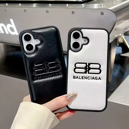 バレンシアガ iPhone17 ホットプレスレザー ケース