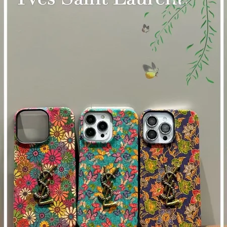 サンローラン iPhone17 蝶の花柄 ケース