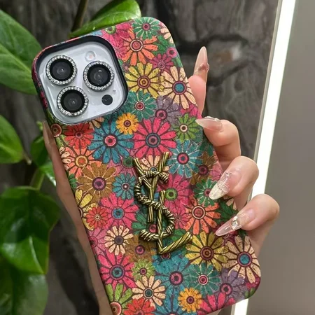 サンローラン iPhone17 蝶の花柄 ケース