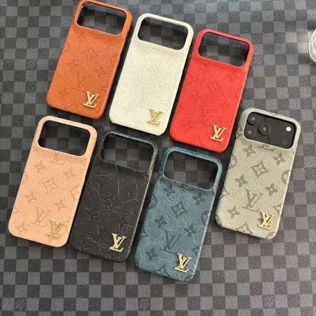 ルイヴィトン 高级レザー iphone17air ケース メタルロゴ